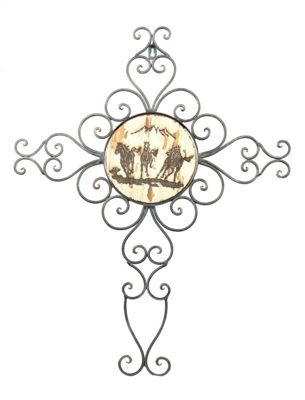 Western Moments Run Horsewire Wall Cross