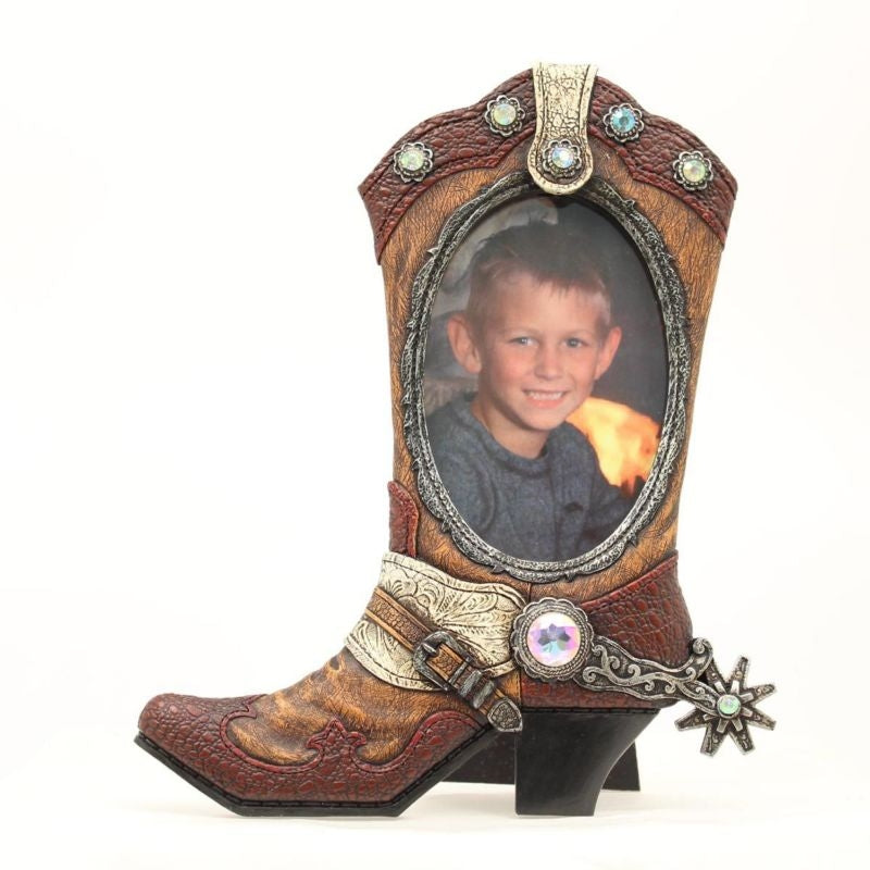 Western Moments 4X6 Boot Oval FrameBk/Wh