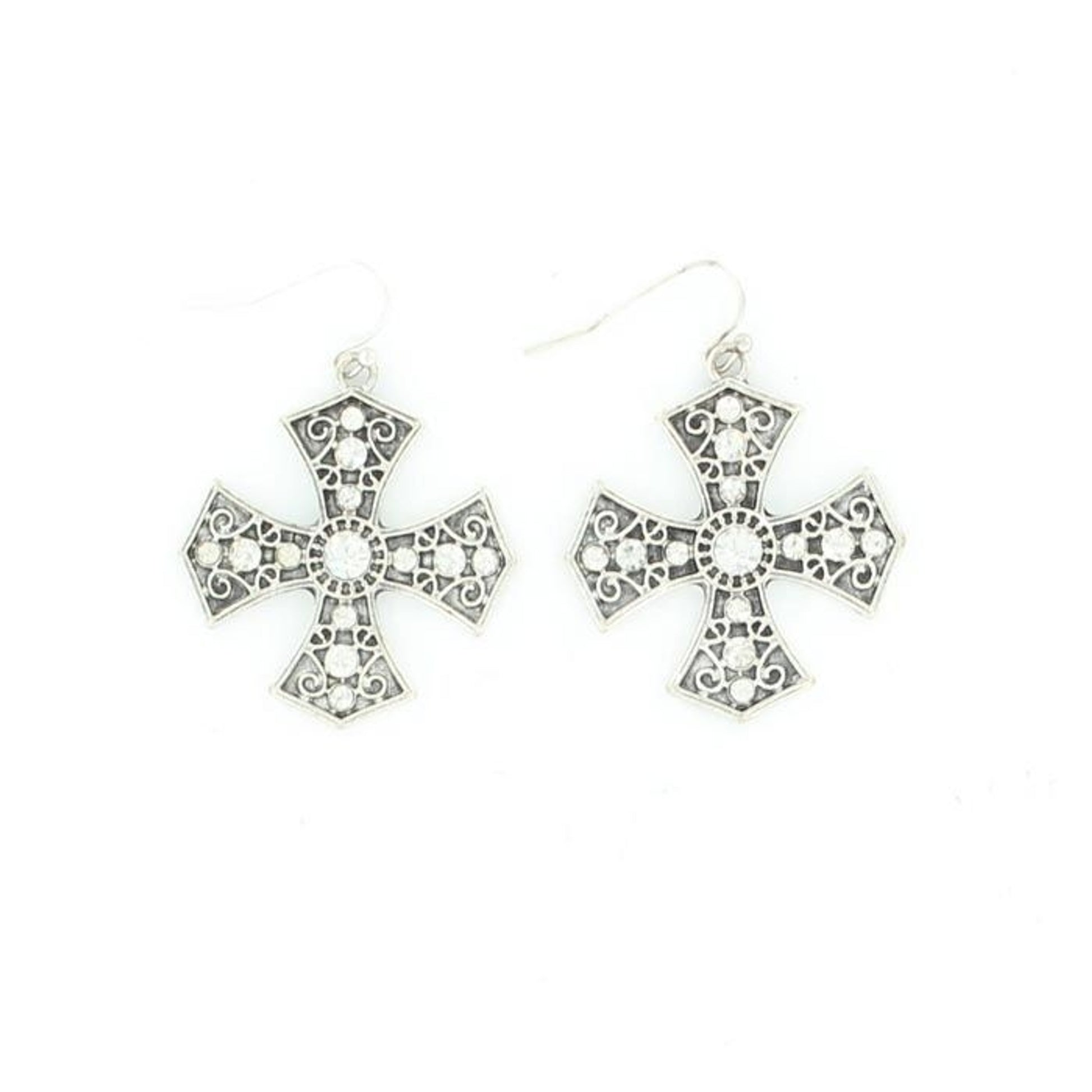 Blazin Roxx Maltese Cross EarringsBk/Wh