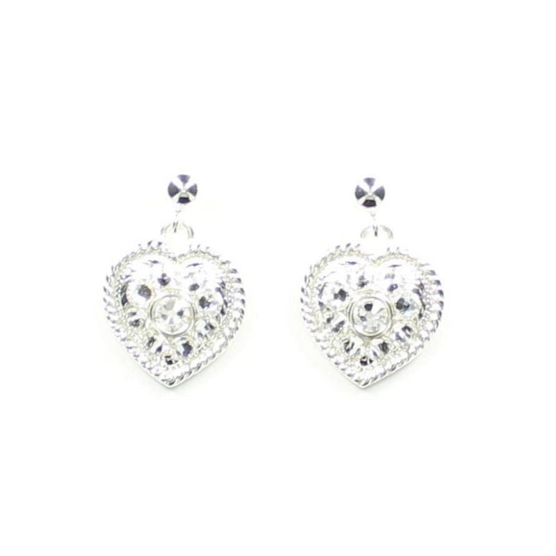 Lightning Ridge Crystal Heart Drop EarringsBk/Wh