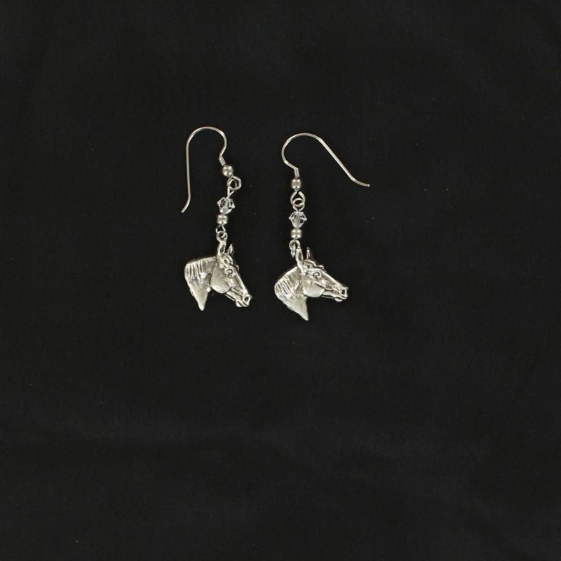 Lightning Ridge Horsehead EarringsBk/Wh