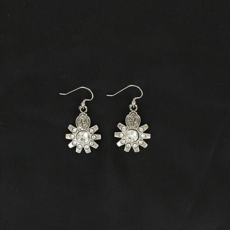 Lightning Ridge Crystal Spur Rowel EarringsBk/Wh