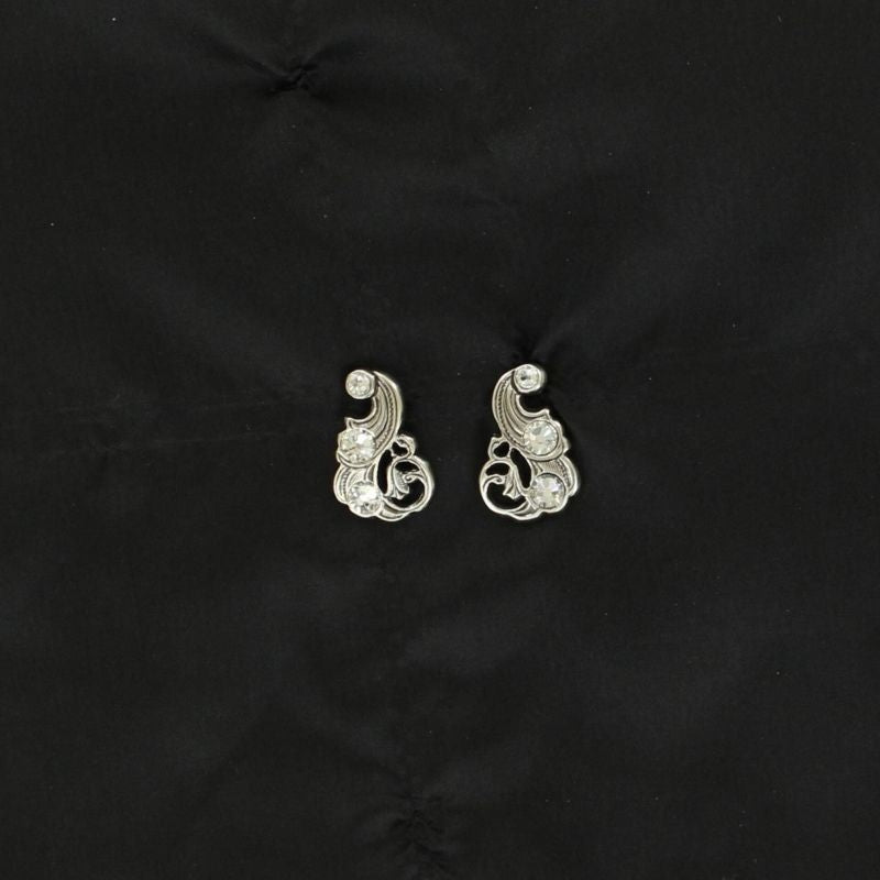Lightning Ridge Scroll Crystal EarringsBk/Wh