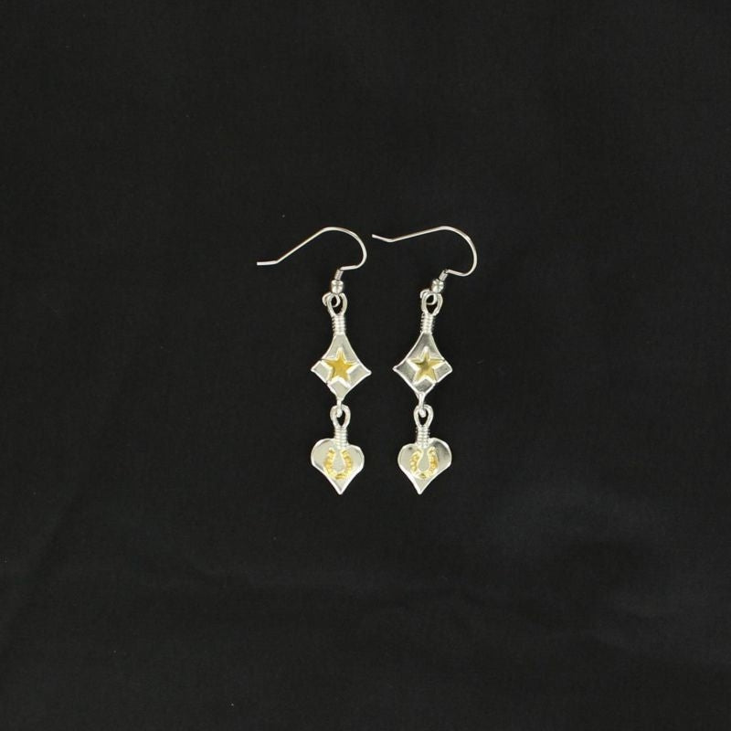Lightning Ridge Star Horseshoe EarringsBk/Wh