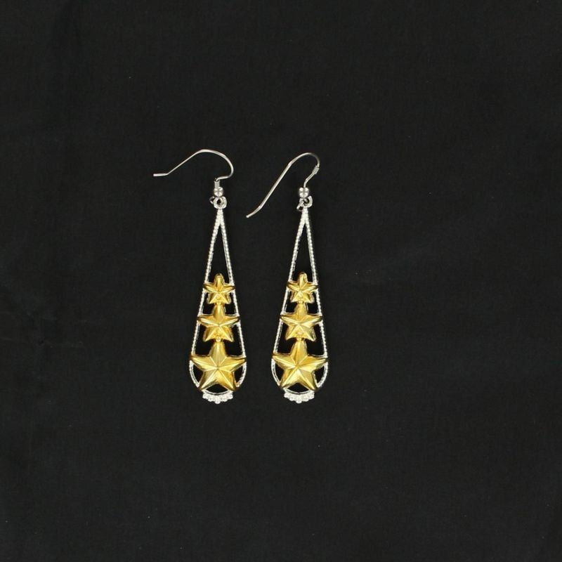 Lightning Ridge 3 Star Rope EarringsBk/Wh