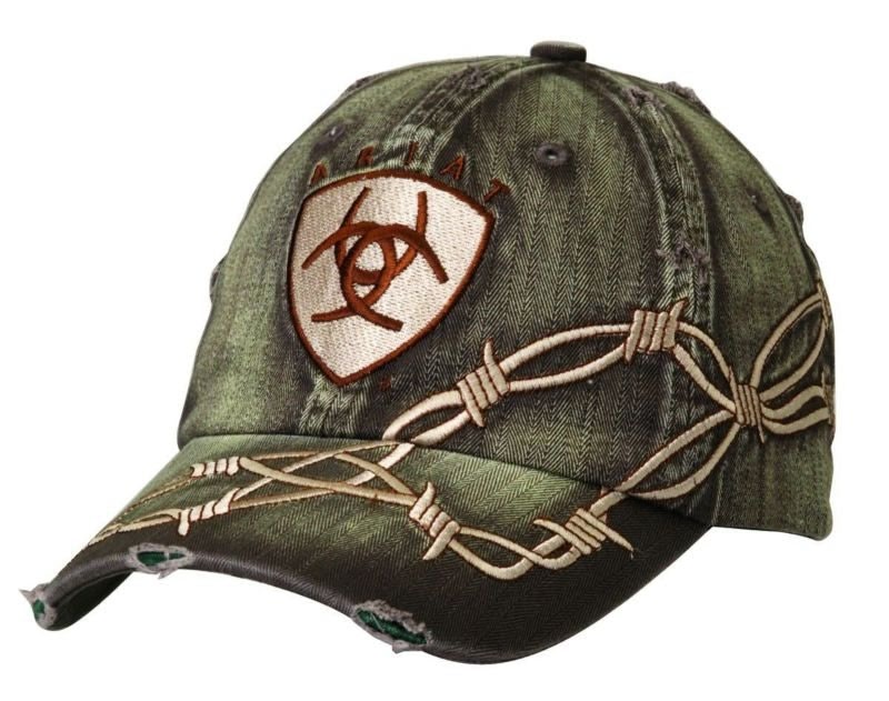 Ariat Mens Ariat Logo with Barbwire Cap Brown