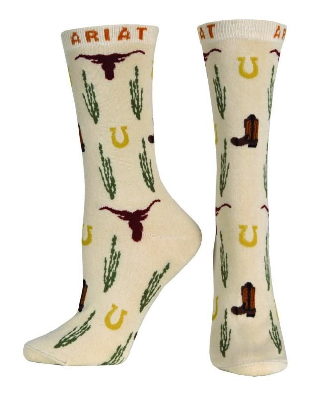 Ariat Womens West Icon Crew Sock Sand