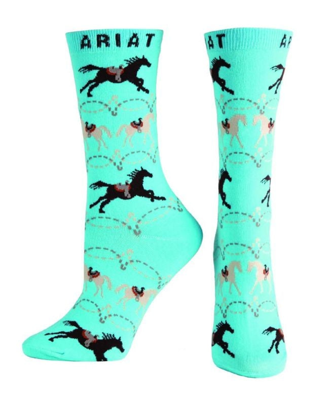 Ariat Womens Saddle Up Crew Sock Blue