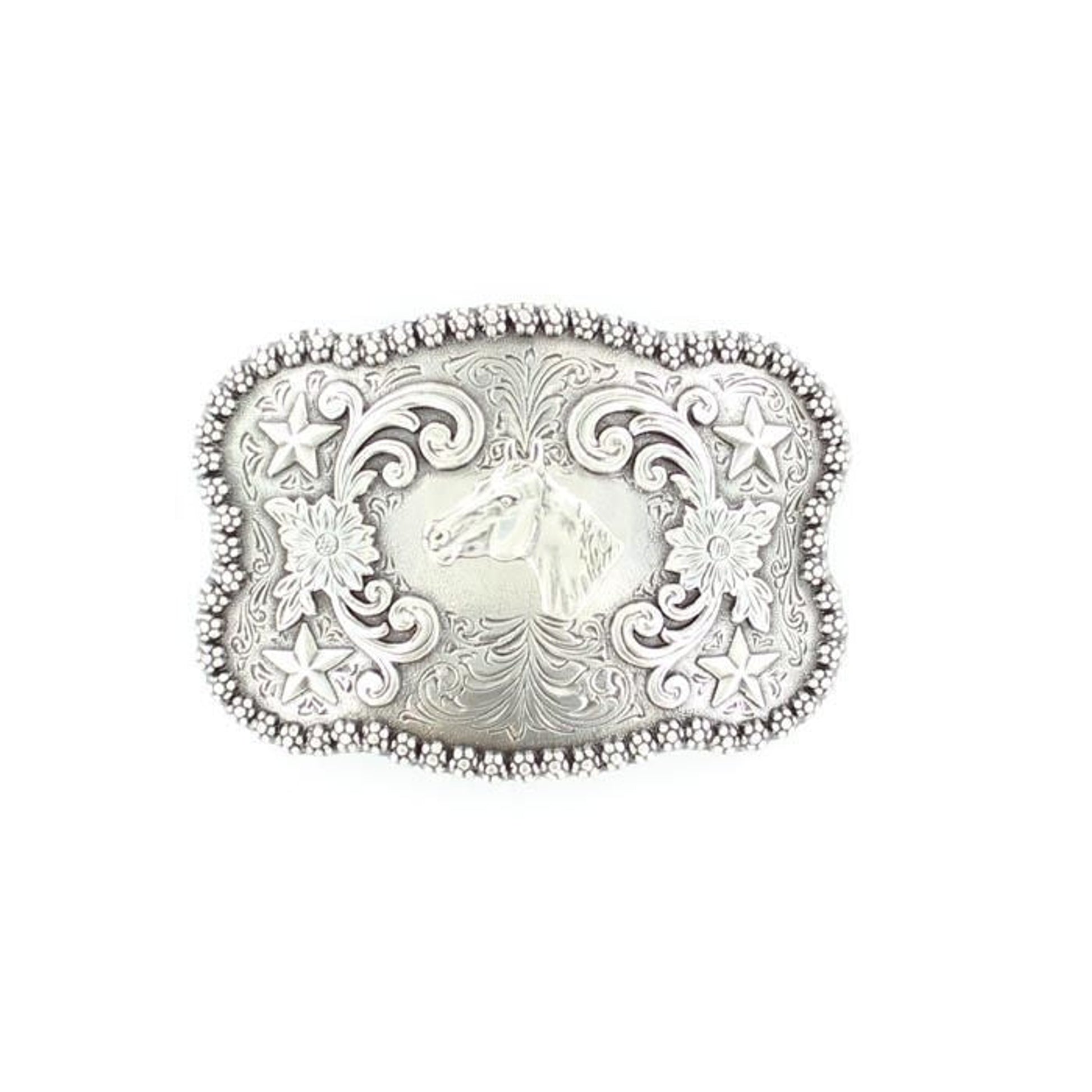 Nocona Berry Horsehead Buckle 2 x 3 Silver