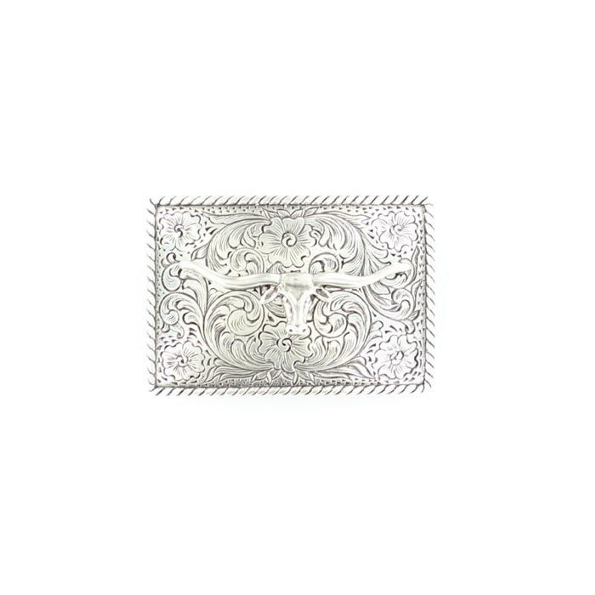 Nocona Womens Longhorn Rectangle Buckle 2 x 3 Sil