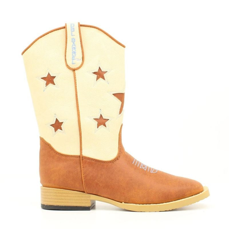 Dbl Barrel Kids Zip Lone Star Boot 8.5 Brn/Wht