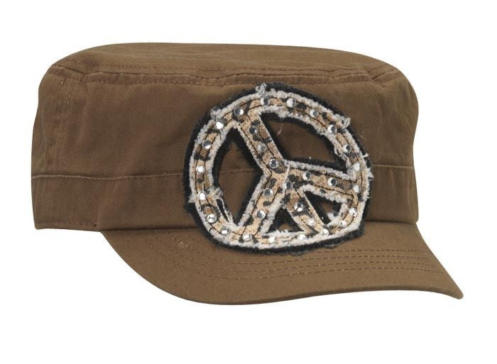 Blazin Roxx Peace Sign Military Cap Brn