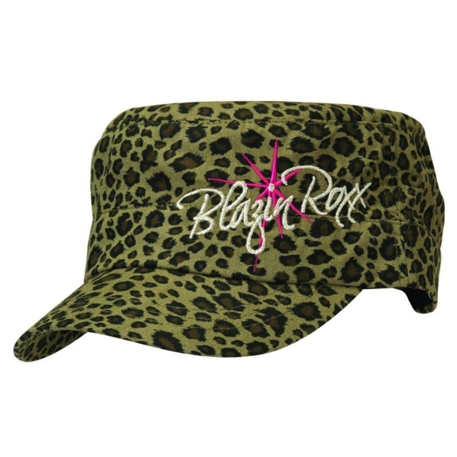 Blazin Roxx Cheetah Print Military Cap Green