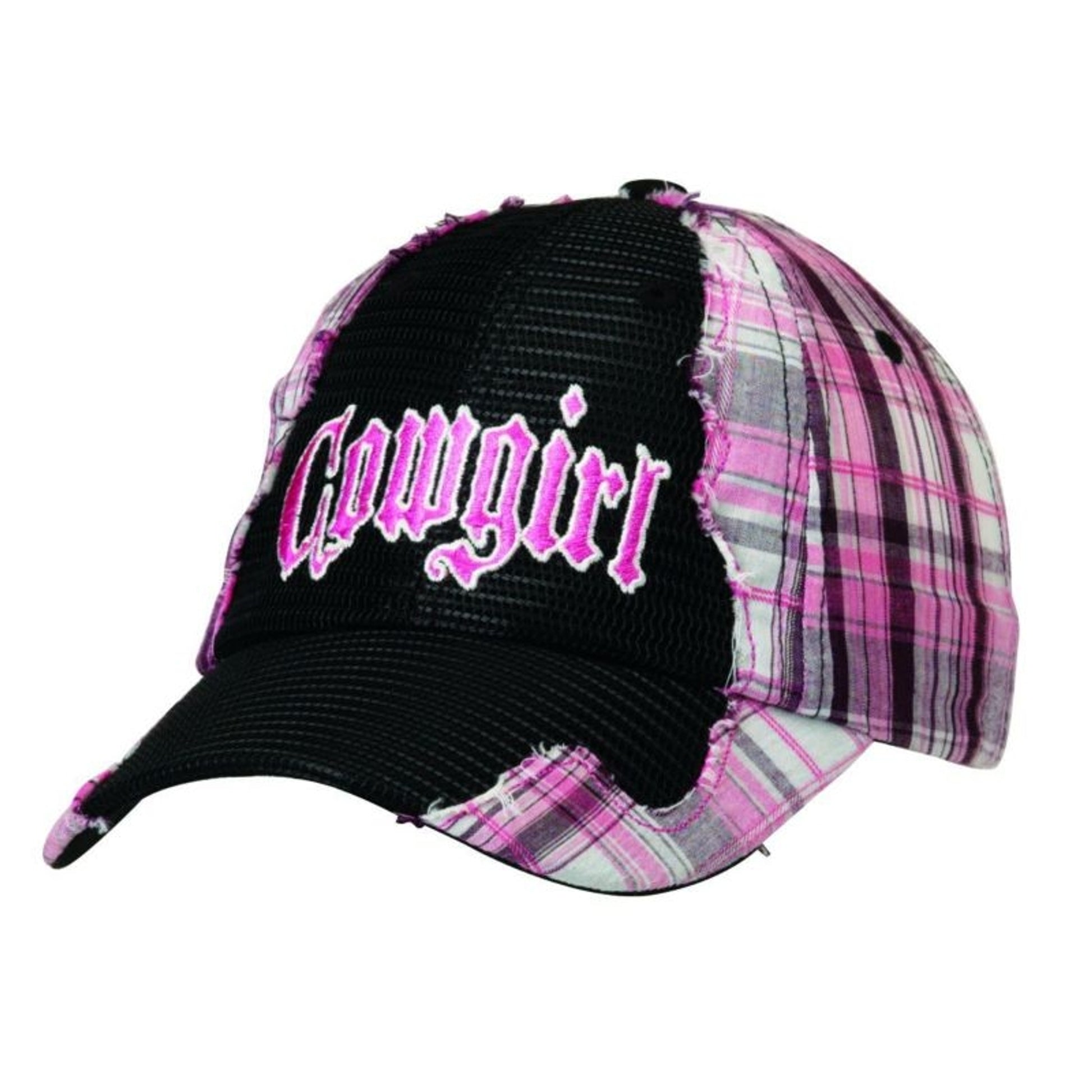 Blazin Roxx Cowgirl Plaid Mesh Front Cap Black