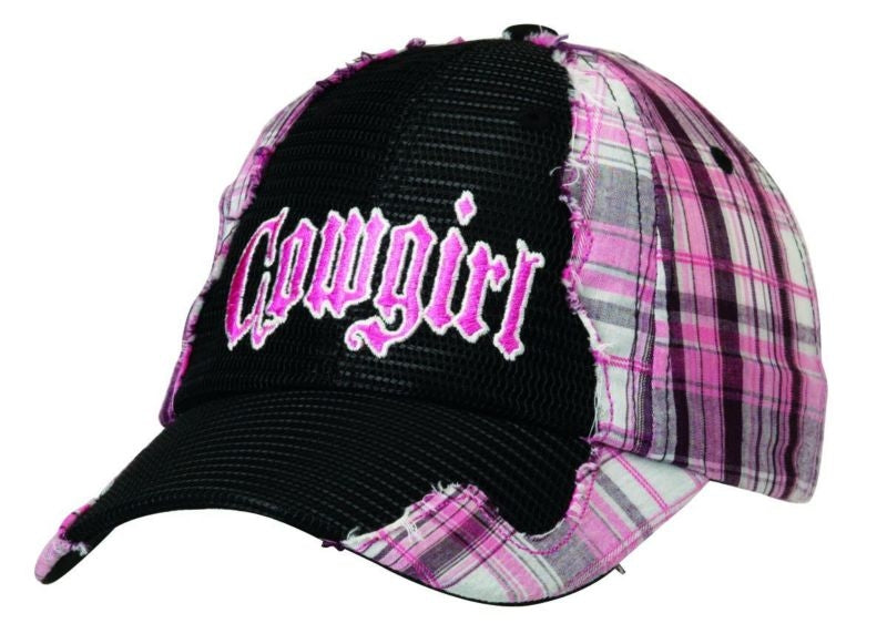 Blazin Roxx Cowgirl Plaid Mesh Front Cap Black