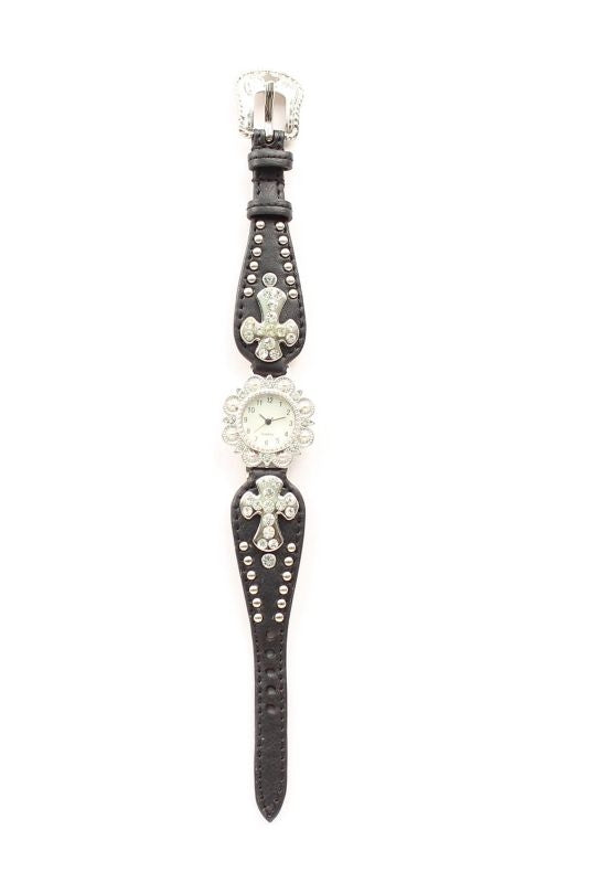 BlazinRoxx Women Scallop Rhinestone CrossWatch