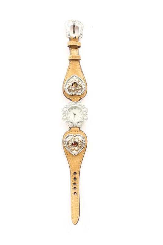 Blazin Roxx Womens Scallop Heart WatchBk/Wh