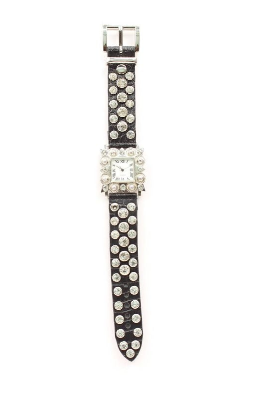 Blazin Roxx Womens Square Crystal WatchBk/Wh
