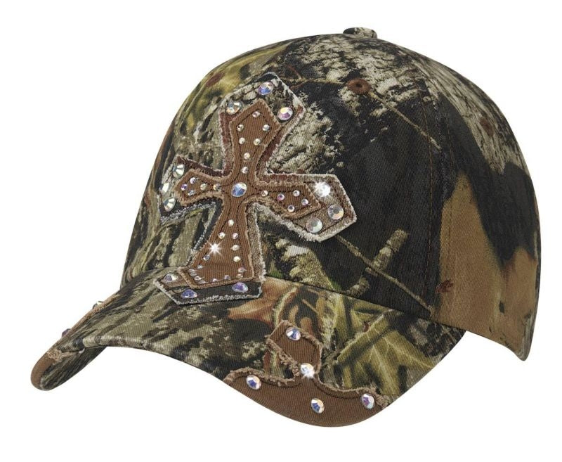 Blazin Roxx Ladies Crystal Cross Camo Cap Oak