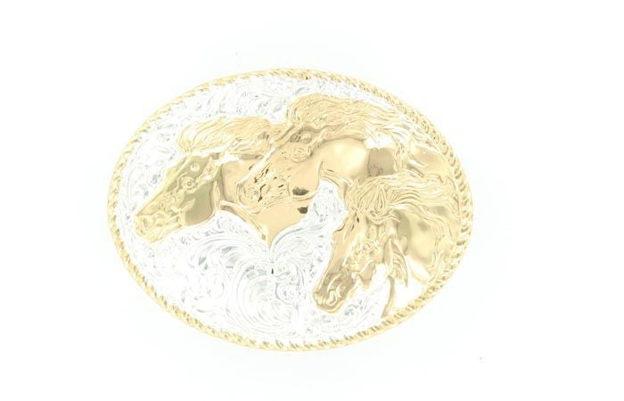 Crumine Three Horseheads Buckle 3 x 4