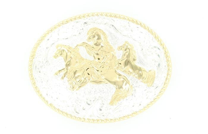 Crumine Mens Wild Horses Buckle 3.5 x 4.5
