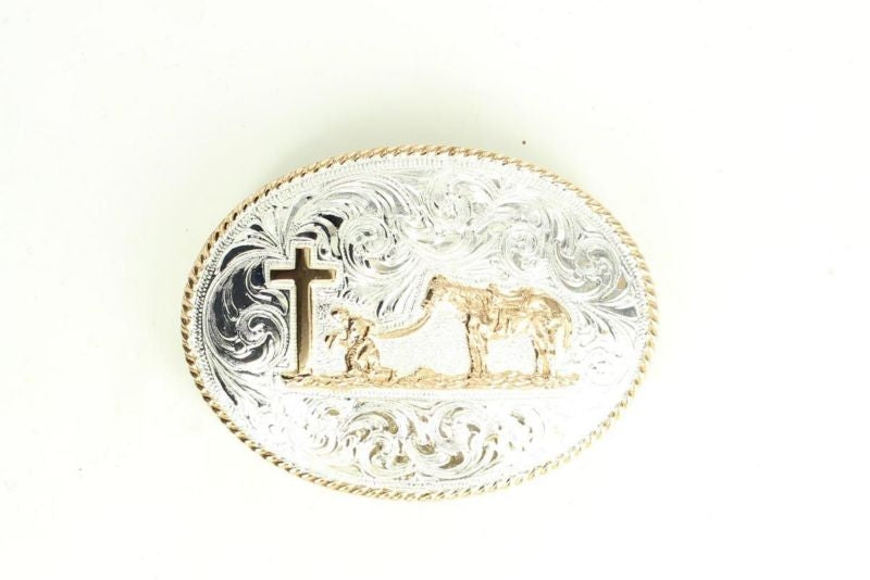 Crumine Cowboy Prayer Buckle 3 x 4