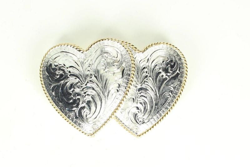 Crumine Womens Double Heart Buckle 2.5 x 3 7/8