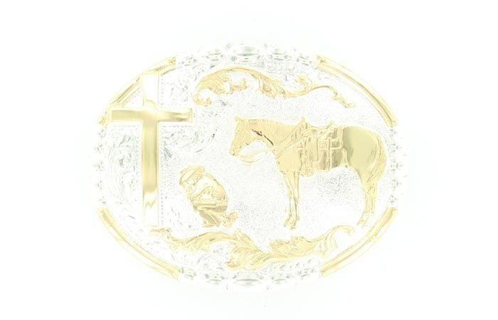 Crumine Cowboy Prayer Buckle 3 x 3.75