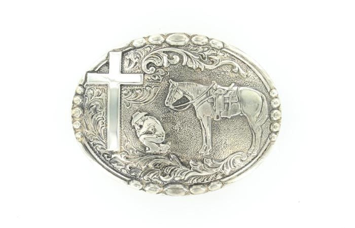 Crumine Cowboy Prayer Buckle 3 x 3.75