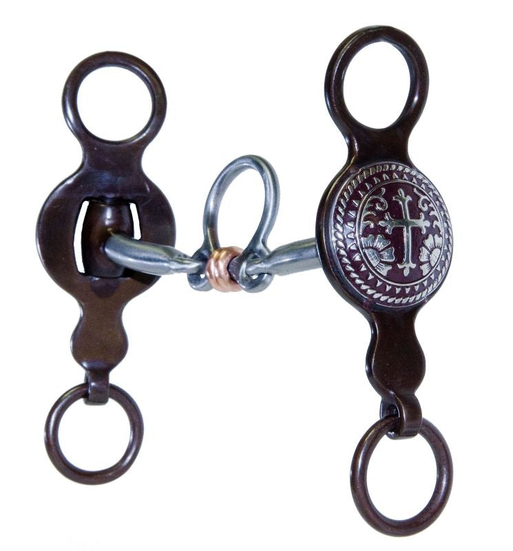 Metalab Santa Fe Floral Cross Concho Bit 5.125 Brn