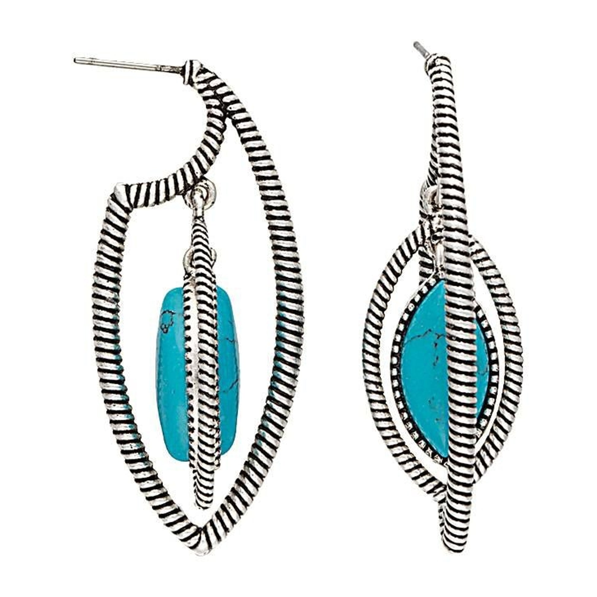 Rock 47 Campfire Coals Stone Marquis Earrings