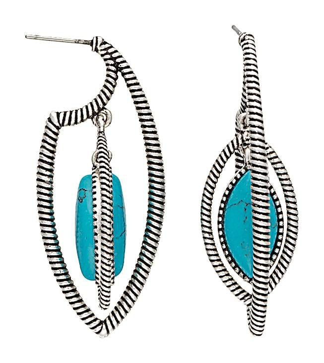 Rock 47 Campfire Coals Stone Marquis Earrings