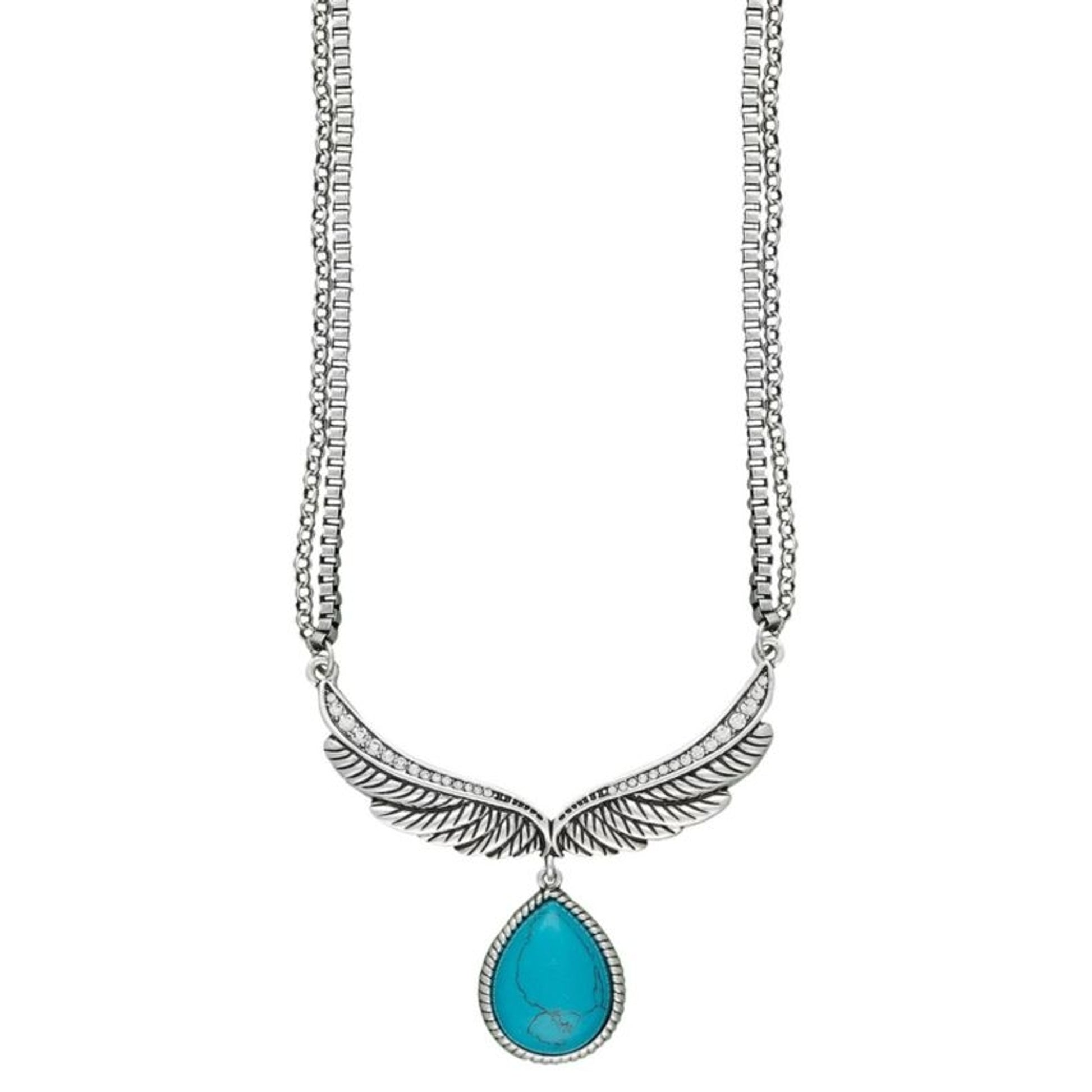 Rock 47 Tattoo Art Teardrop on Wings Necklace Blue