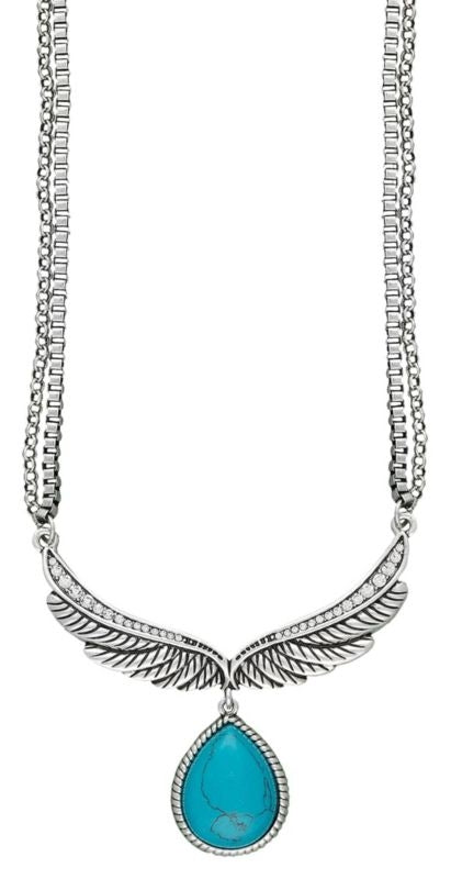 Rock 47 Tattoo Art Teardrop on Wings Necklace Blue