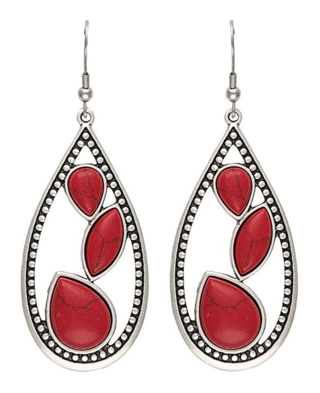 Rock 47 Campfire Coal Sparks Teardrop Earrings Red