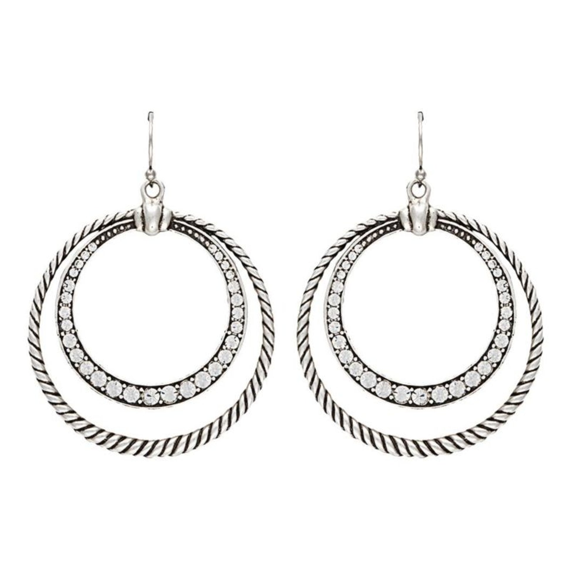 Rock 47 Outlaw Rider Rhinestone Circle Earrings