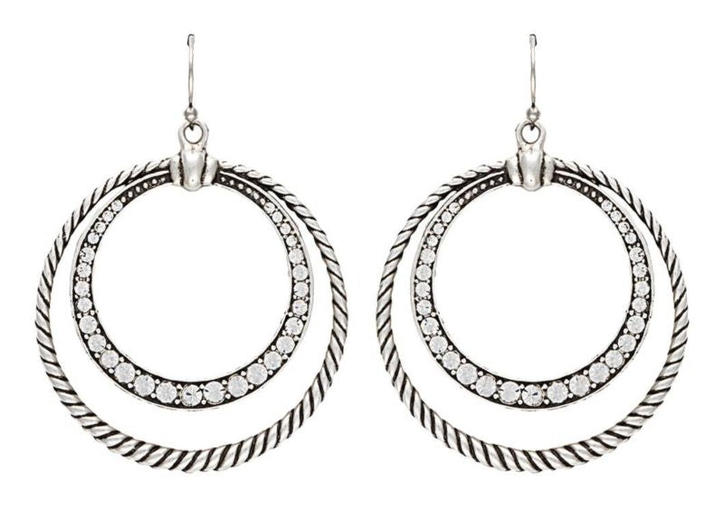 Rock 47 Outlaw Rider Rhinestone Circle Earrings