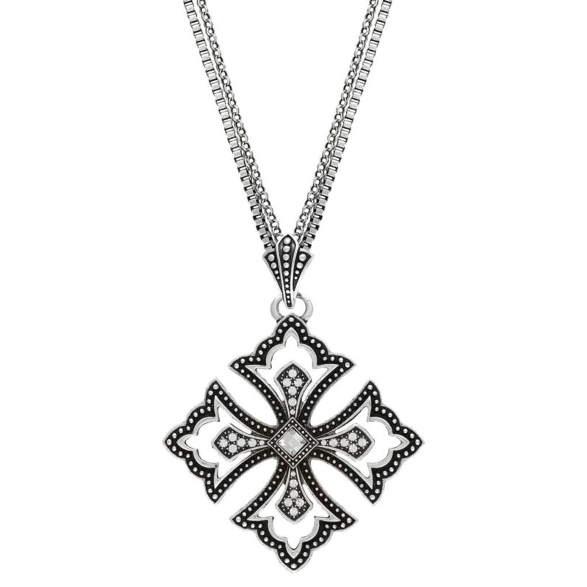 Rock 47 PinsNeedles Scalloped Cross Necklace
