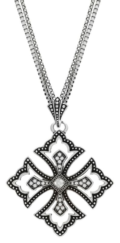 Rock 47 PinsNeedles Scalloped Cross Necklace