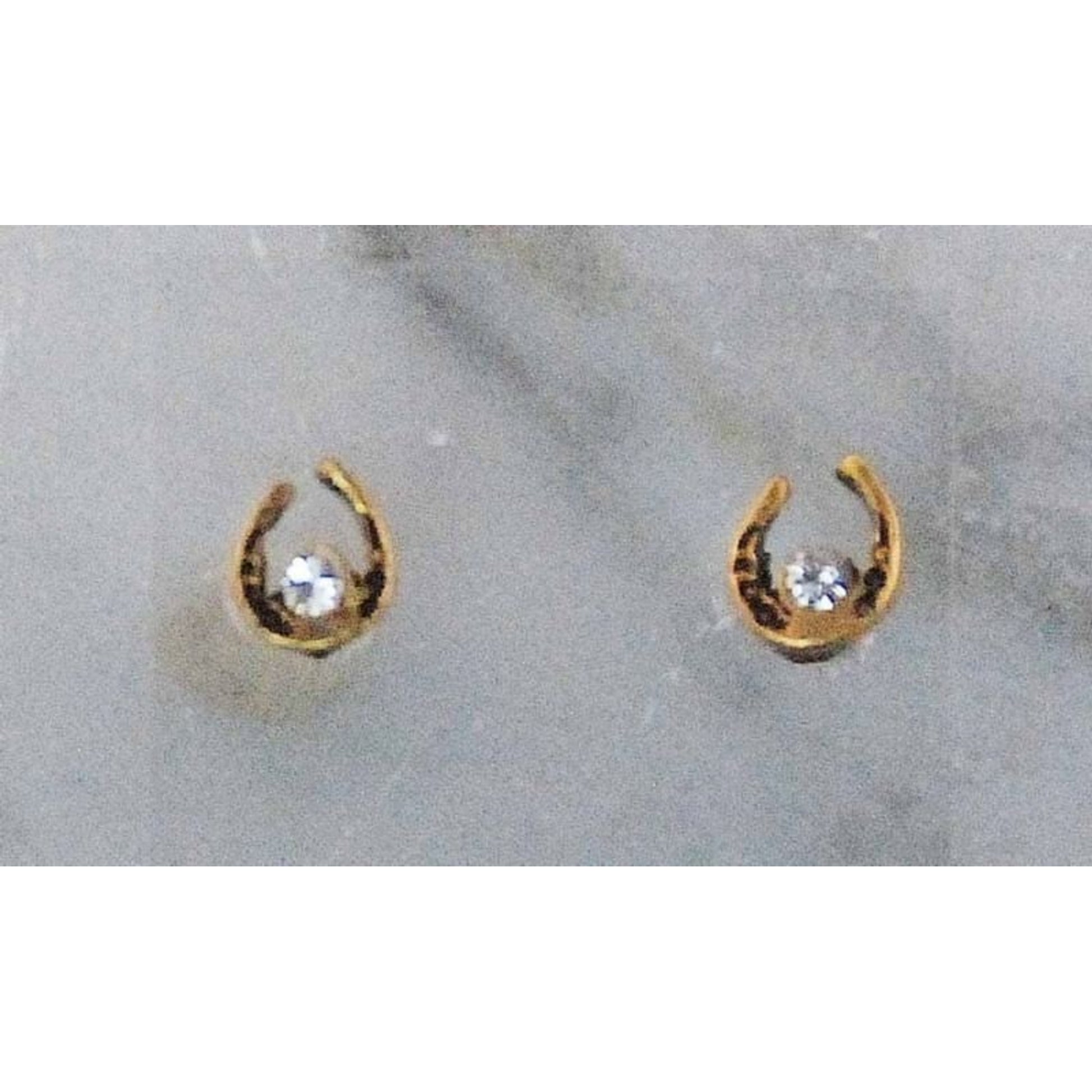 Mini Horseshoe With Crystal Stone Earrings Gold