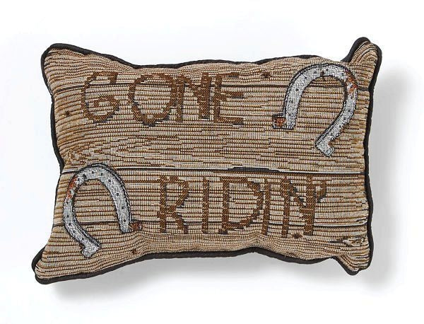 Gift Corral Gone Ridin Throw Pillow 12 x 8 Bk/Wh