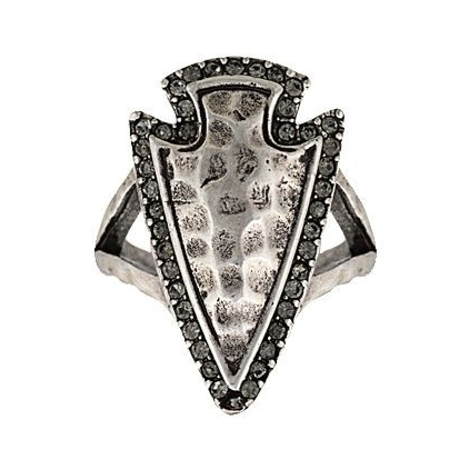 Rock 47 Tribal Flair Arrowhead Fashion RingBk/Wh