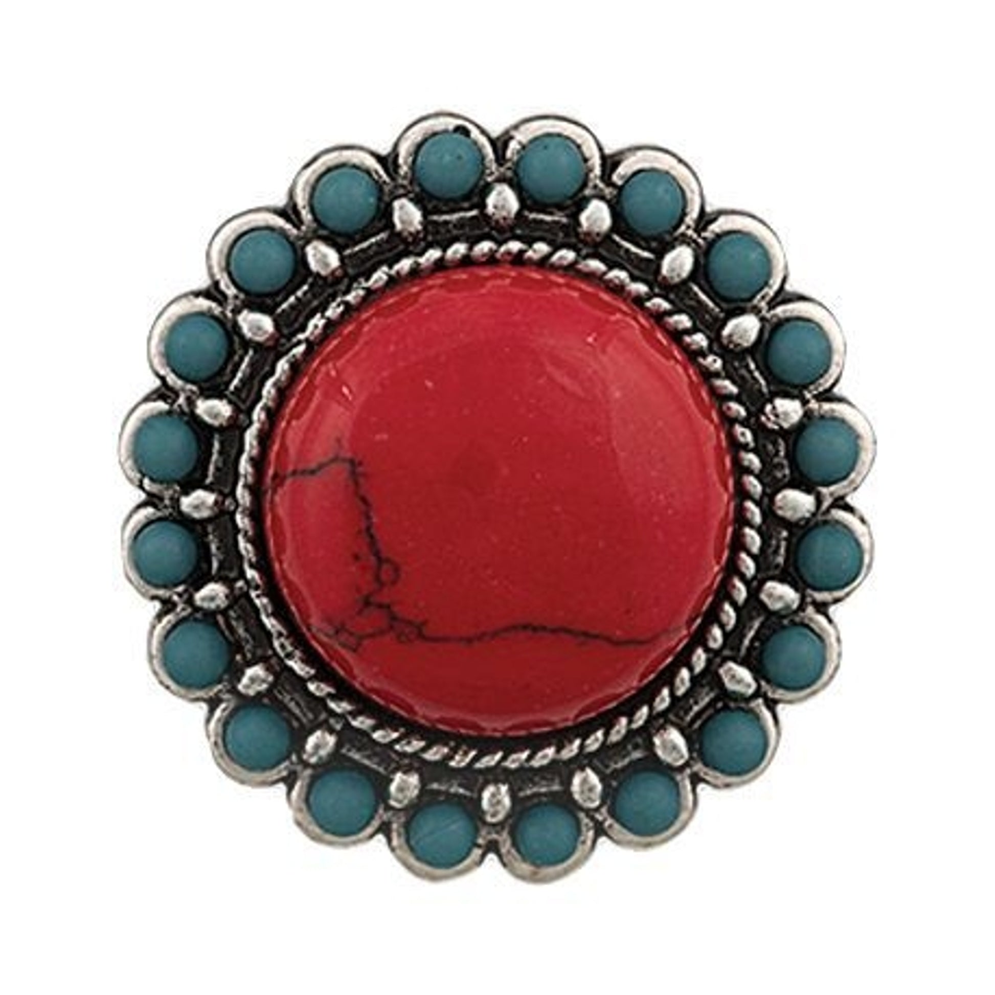 Rock 47 Tribal Flair Sun Blossom Fashion RingBk/Wh