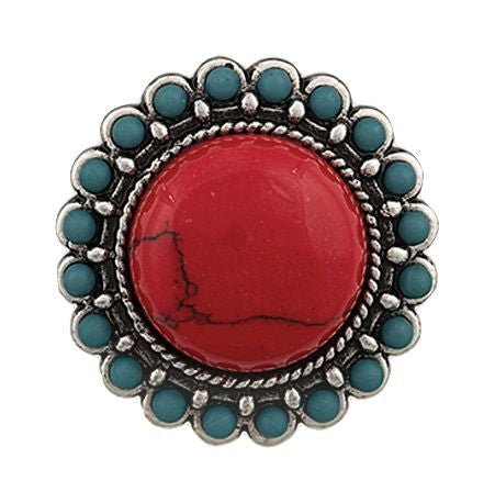 Rock 47 Tribal Flair Sun Blossom Fashion RingBk/Wh