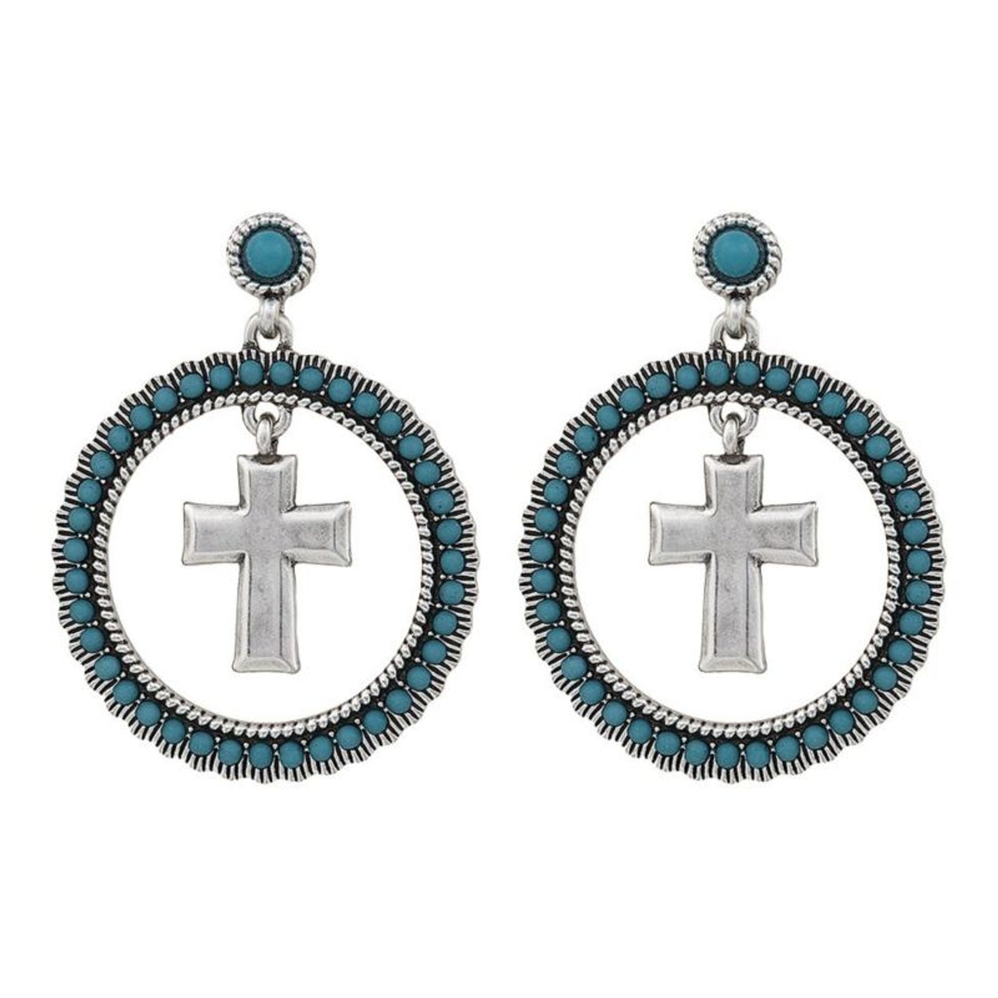 Rock 47 Rocks And Roll Turquoise Halo Earrings