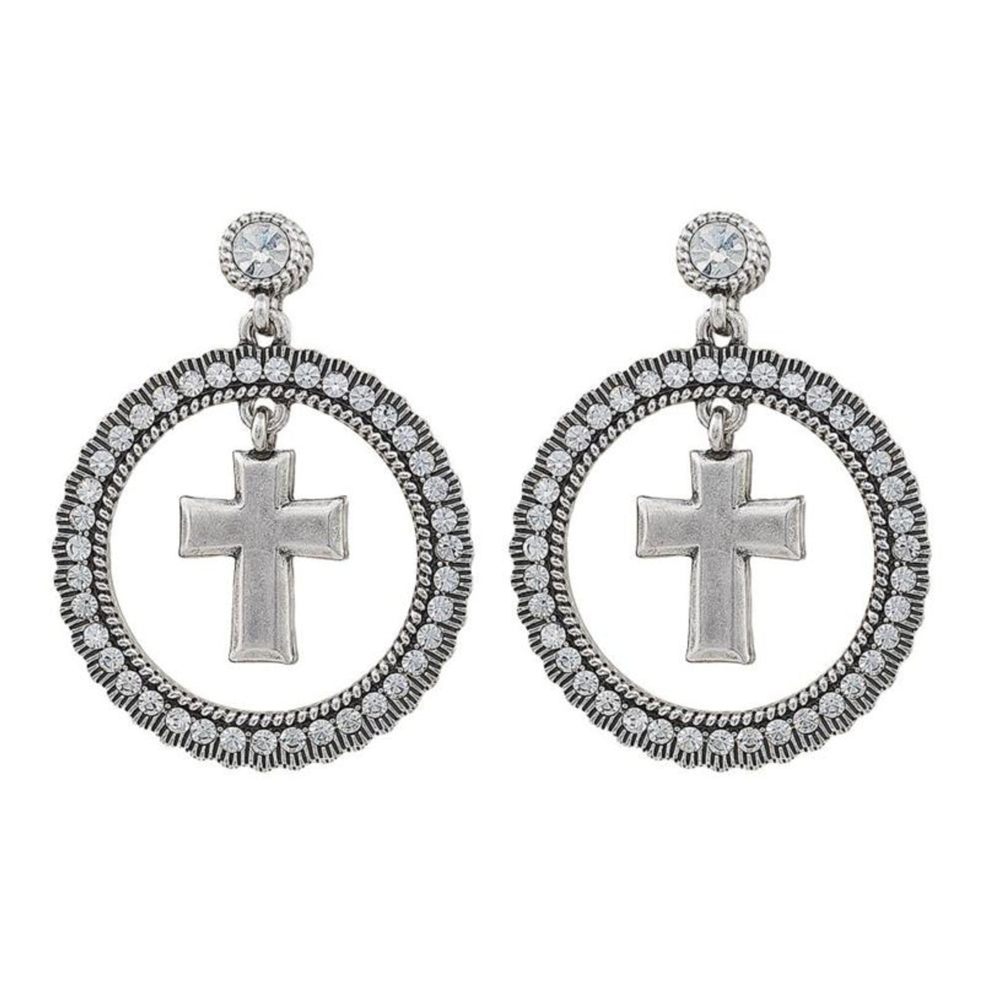 Rock 47 Rocks and Roll Rhinestone Halo Earrings