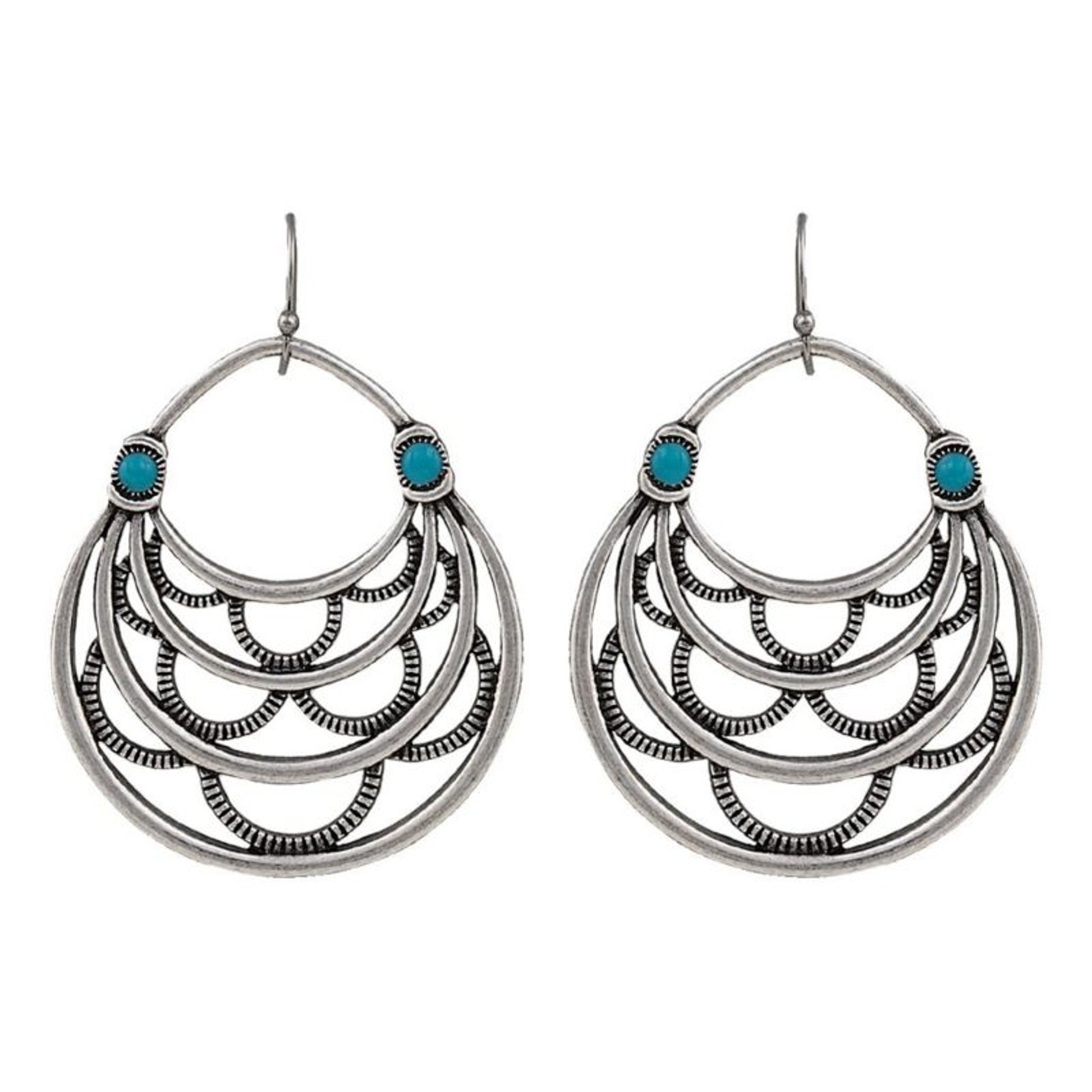 Rock 47 Vintage Kitsch Layered Loops EarringsBk/Wh