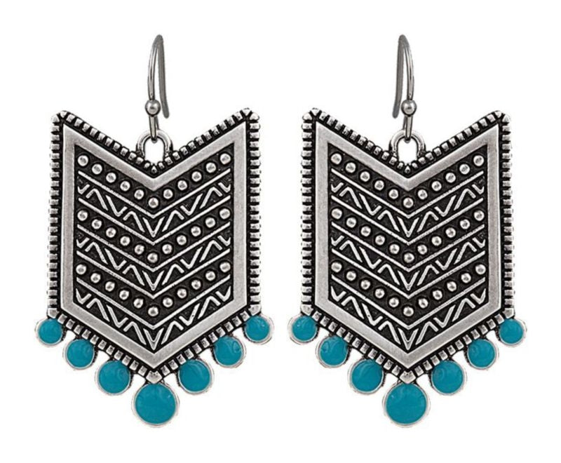 RockPoints Of Aztec Silver Tone Fletched Earrings