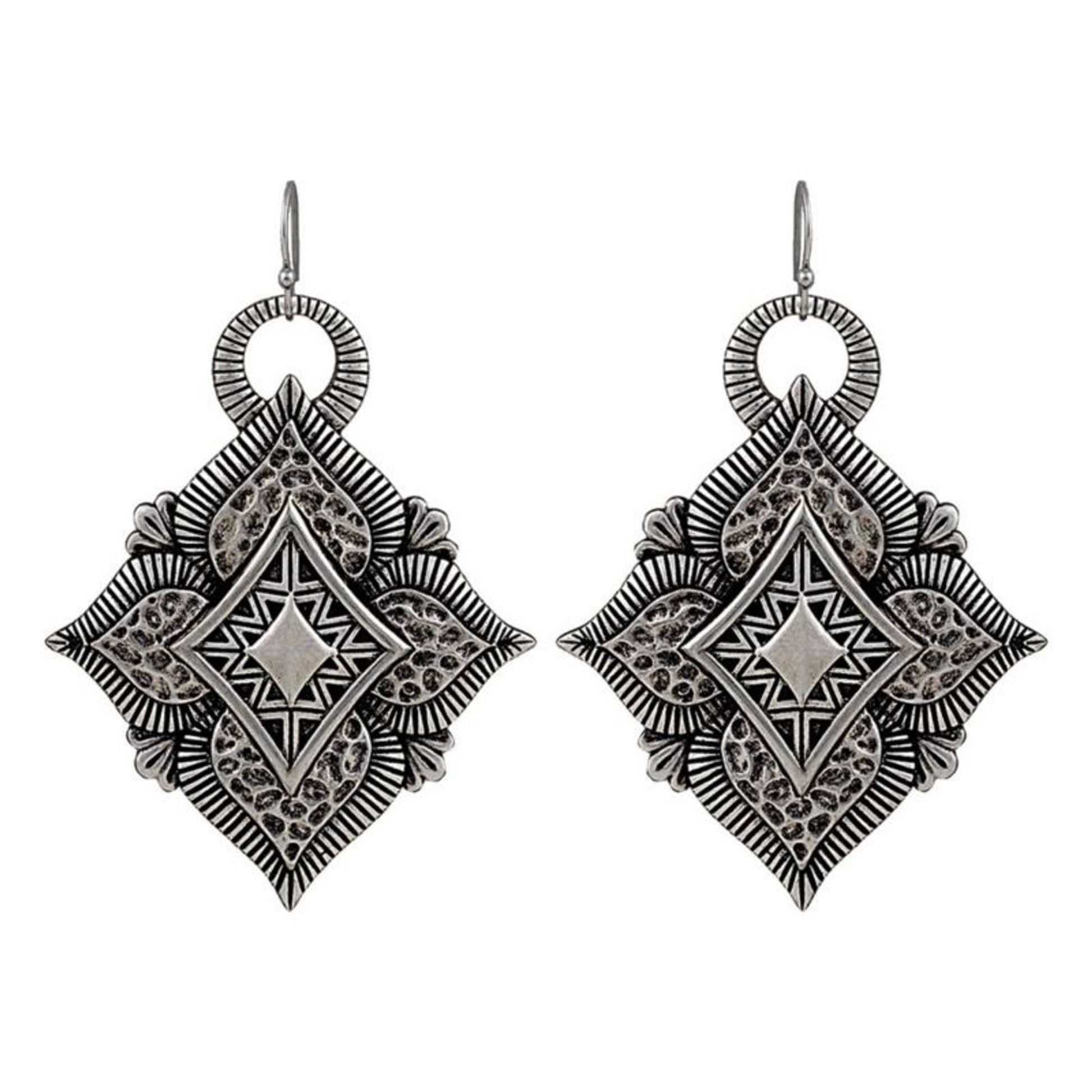 Vintage Kitsch Diamond Shaped Flower Earrings