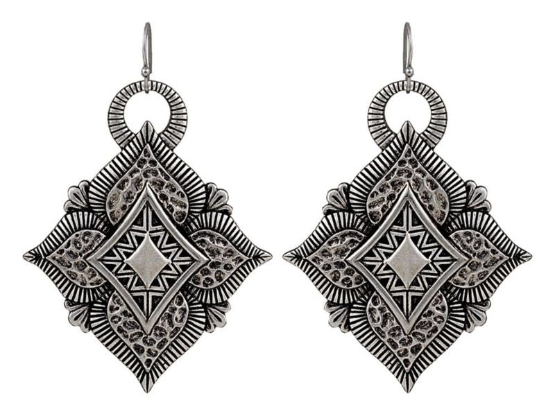 Vintage Kitsch Diamond Shaped Flower Earrings
